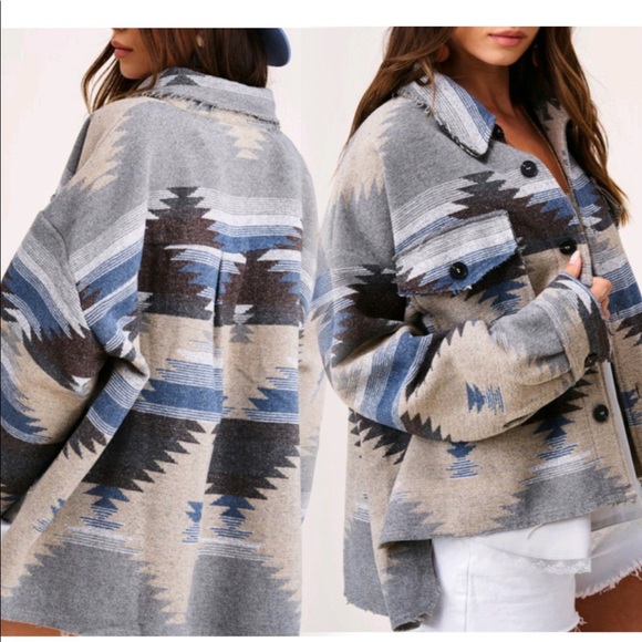 Last 1  L then sold out New Bohemian Aztec Southwest Sedona High Low Jacket - Picture 2 of 12
